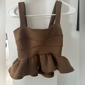 Sylvia Tcherassi Brown Peplum Top Size S